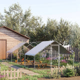 PawHut Chicken Run Galvanised Walk-in Chicken Coop Hen Poultry House Cage Rabbit Hutch with Water-Resist Cover, 3 x 8 x 2m