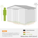 Outsunny 8 x 6ft Galvanised Steel Shed, with Double Door - Dark Grey