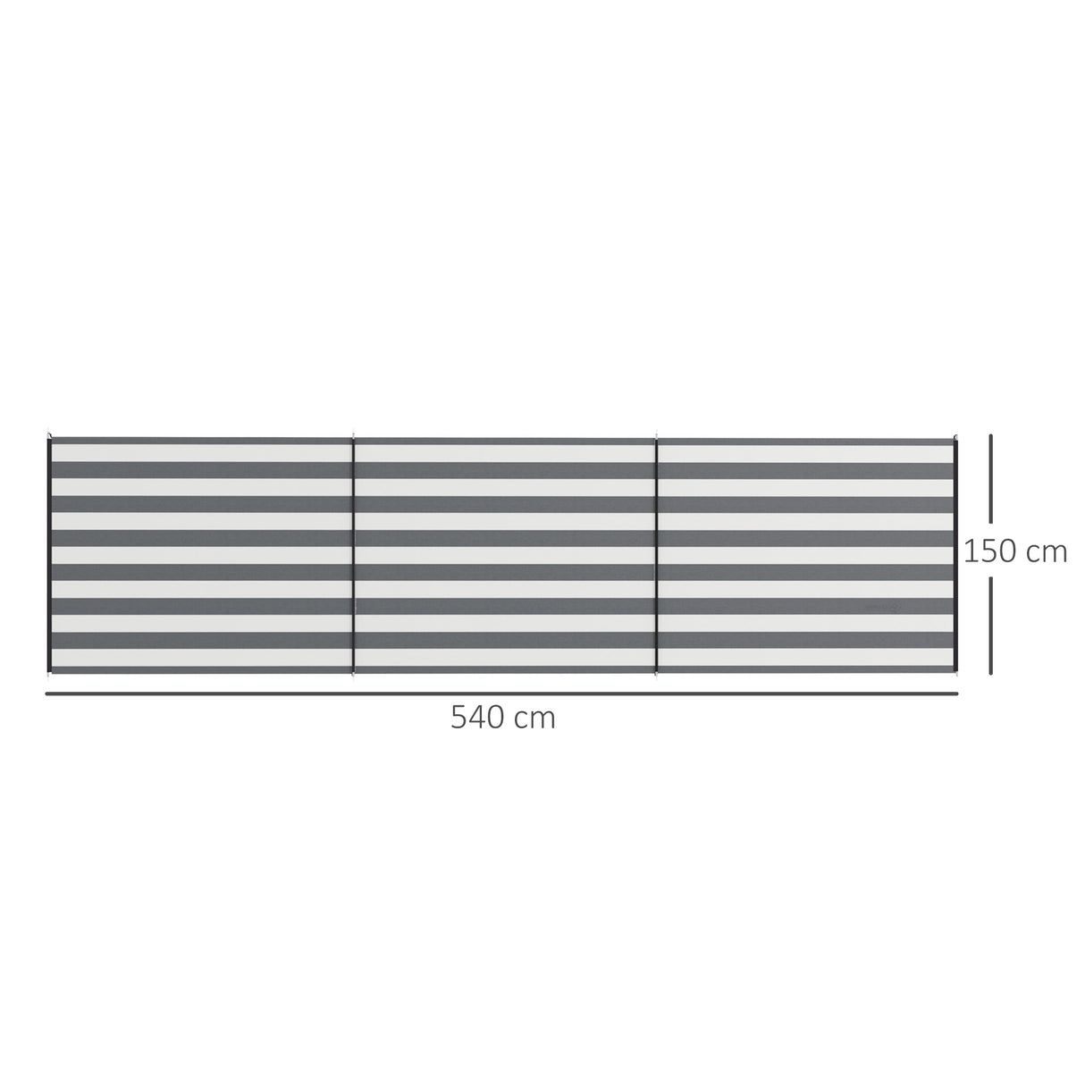 Outsunny 4 Pole Camping Windbreaks, Beach Wind Shield Shelter with Carry Bag and Steel Poles, 540cm x 150cm, Grey and White