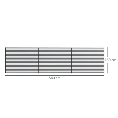 Outsunny 4 Pole Camping Windbreaks, Beach Wind Shield Shelter with Carry Bag and Steel Poles, 540cm x 150cm, Grey and White