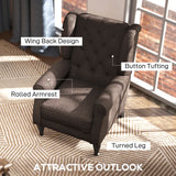 HOMCOM Wingback Accent Chair, Retro Upholstered Button Tufted Occasional Chair for Living Room and Bedroom, Brown