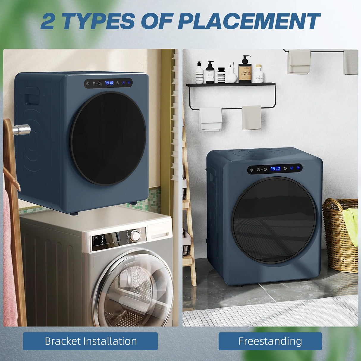 HOMCOM 5kg Compact 40-60C  Tumble Dryer Blue