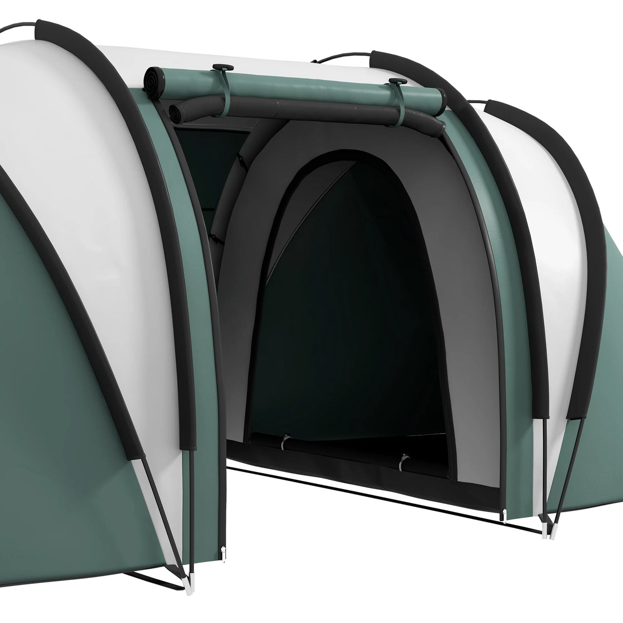 Outsunny Two-Man Tent, with Bedrooms, Living Room and Canopy - Dark Green