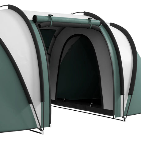 Outsunny Two-Man Tent, with Bedrooms, Living Room and Canopy - Dark Green