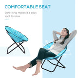 Outsunny Camping Moon Chair, Portable Folding Camping Chair for Adults with Wide Padded Oxford Seat for Outdoor Camp, Travel, Fishing, Beach, Blue