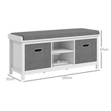 HOMCOM Shoe Storage Bench, with Cushion Seat - White/Grey