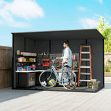 Outsunny 10 x 6 ft Resin Garden Shed, Outdoor Storage Shed with Floor, Windows, Lockable Doors and Vents, Dark Grey