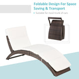 Outsunny Outdoor Foldable PE Rattan Sun Lounger with Soft Padded Cushion, Ergonomic Curved Design Sun Bed for Garden, Balcony, Garden, Brown