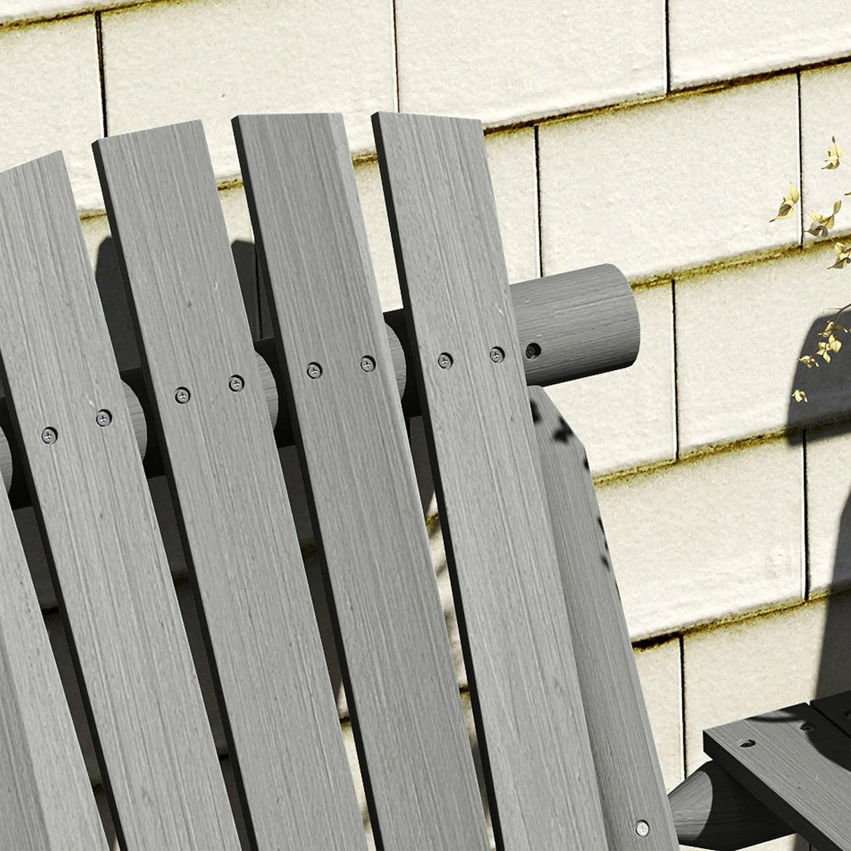 Outsunny Wood Patio Chair Bench 2 Seats w/ Centre Coffee Table, Garden Bench, Grey