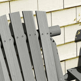 Outsunny Wood Patio Chair Bench 2 Seats w/ Centre Coffee Table, Garden Bench, Grey