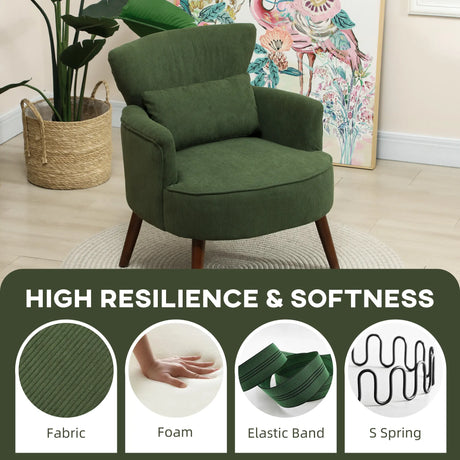 HOMCOM Corduroy Retro Accent Chair - Green