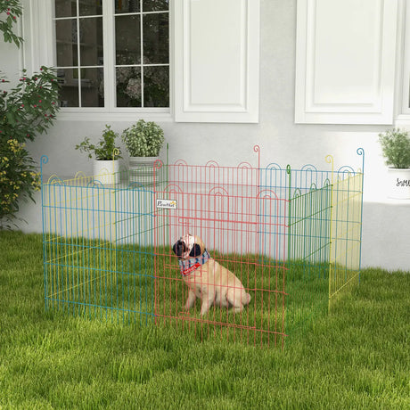 PawHut Pet Playpen Crate, with Eight Panels, Door, for Indoors and Outdoors, 60H x 156cm