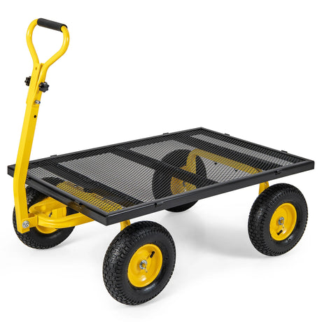Utility Garden Cart with 180 Rotating Handle and Removable Sides-Black