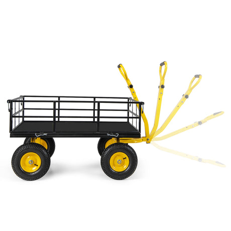Utility Garden Cart with 180 Rotating Handle and Removable Sides-Black
