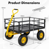 Utility Garden Cart with 180 Rotating Handle and Removable Sides-Black