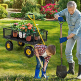 Utility Garden Cart with 180 Rotating Handle and Removable Sides for Outdoor-Black