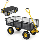 Utility Garden Cart with 180 Rotating Handle and Removable Sides for Outdoor-Black