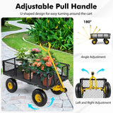 Utility Garden Cart with 180 Rotating Handle and Removable Sides for Outdoor-Black