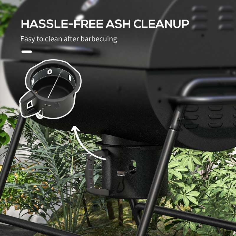 Outsunny Steel Charcoal BBQ, with Ash Catcher and Warming Rack