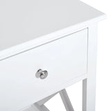 HOMCOM End Table, Sofa Side Table with Drawer X Bar Bottom Storage Shelf, Nightstand Bedside Table for Bedroom or Living Room White