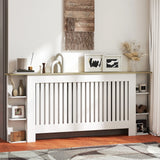 HOMCOM Radiator Cover with Open Storage Shelves, Vertical Slatted Cabinet Shelf Heater Cover for Living Room, Hallway, Extra Large, White (H: 83 / W: 191 / D: 19 cm)