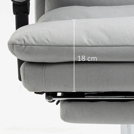 Vinsetto Office Chair with Footrest, Double Padding Ergonomic Desk Chair with 6-Point Vibration Massage and Back Heating, Microfibre Fabric with 135 Reclining Back, Grey