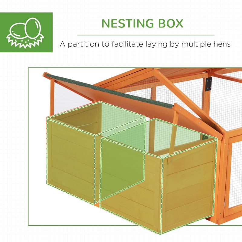 PawHut Wooden Chicken Coop with Nesting Box, Openable Roof, for 4-8 Chickens