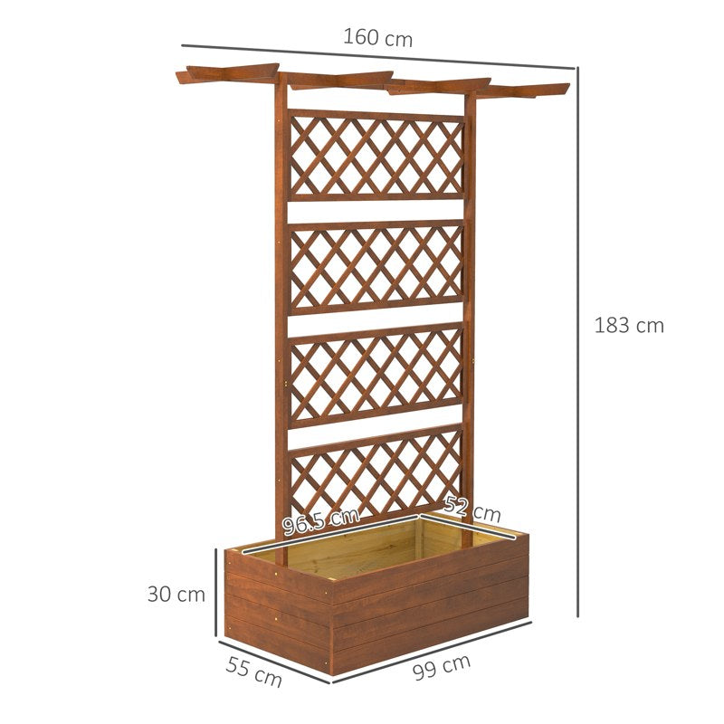 Outsunny Wooden Trellis Planter Box, Raised Garden Bed to Grow Vegetables, Herbs and Flowers, Orange