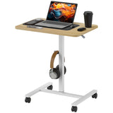 HOMCOM 75-115cm Manual Adjustable Sit-To-Stand Desk - White/Wood-Effect