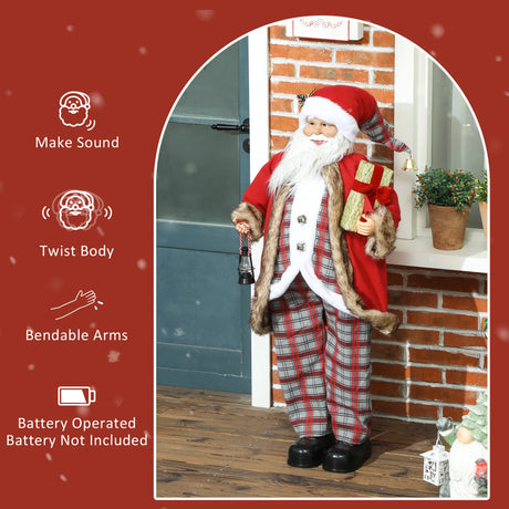 HOMCOM 4'6" Animated Santa Claus Figure, with Sound - Red