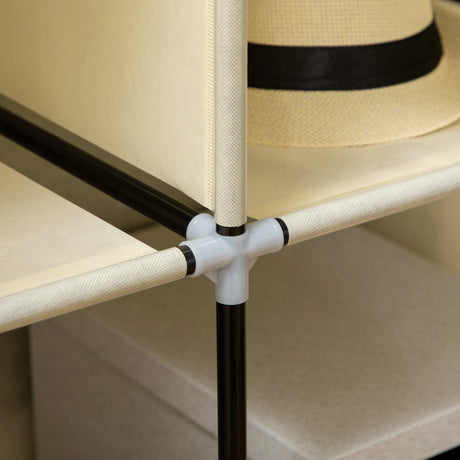 HOMCOM Fabric Wardrobe, with Rails and Shelves - Cream White