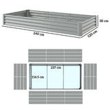 Outsunny 240 x 120cm Galvanised Steel Open Planter - Silver