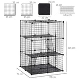 PawHut Pet Playpen DIY Small Animal Cage Enclosure Metal Wire Fence 39 Panels with 3 Doors 2 Ramps for Kitten Bunny Chinchilla Pet Mink Black