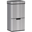 HOMCOM 72L Recycling Sensor Bin Stainless Steel 3 Compartments For Both Wet/Dry Waste w/Removable Lid  Kitchen Home