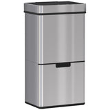 HOMCOM 72L Recycling Sensor Bin Stainless Steel 3 Compartments For Both Wet/Dry Waste w/Removable Lid  Kitchen Home