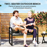Outsunny Two-Seater Rattan Garden Bench - Light Grey