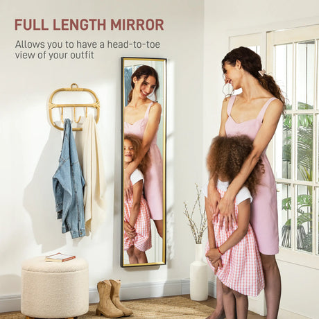 HOMCOM 157 x 37cm Elegant Full-Length Mirror - Black/Gold-Tone