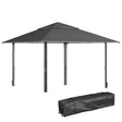 Outsunny 4 x 4m Pop-up Gazebo Double Roof Canopy Tent with UV Proof, Roller Bag & Adjustable Legs Outdoor Party, Steel Frame, Dark Grey