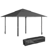 Outsunny 4 x 4m Pop-up Gazebo Double Roof Canopy Tent with UV Proof, Roller Bag & Adjustable Legs Outdoor Party, Steel Frame, Dark Grey