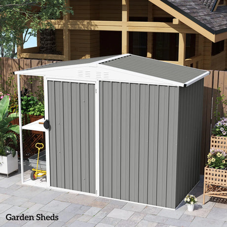 Outsunny Set of 12 Corrugated Steel Roof Sheet Panels - Light Grey