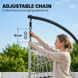 Outsunny Hanging Egg Chair, Indoor Outdoor Hammock Swing Chair with Stand, Safety Strap, Foldable Basket, Light Grey