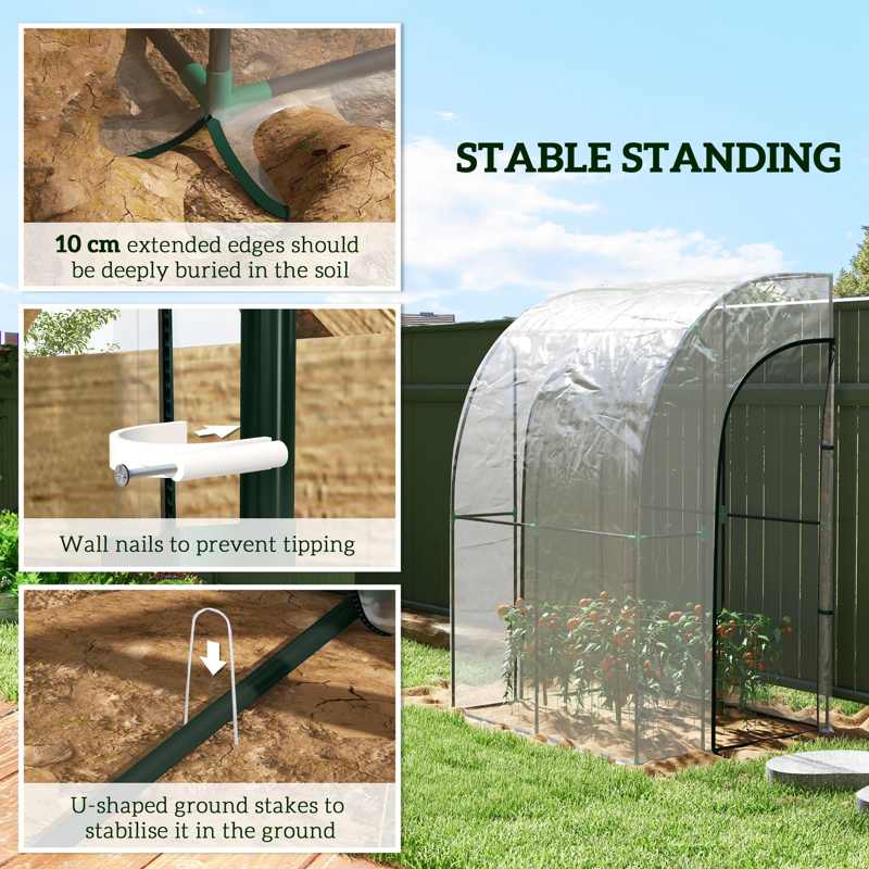 Outsunny 143cm x 118cm Walk-In Lean To Greenhouse, with Accessories