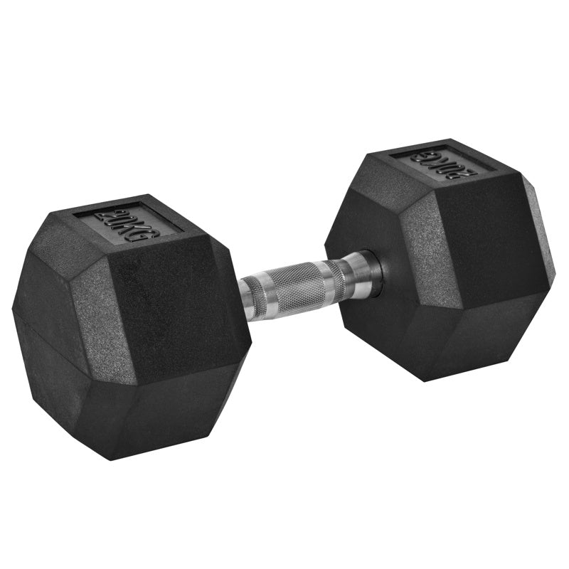 HOMCOM 20KG Single Rubber Hex Dumbbell Portable Hand Weights Dumbbell Home Gym