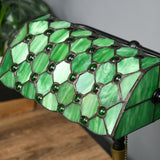 HOMCOM Stained Glass Table Lamp, Vintage Lamp with Green Handmade Shade, Metal Base, Antique Bedside Lamp for Bedroom Living Room Home Decoration