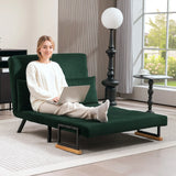 HOMCOM 4-in-1 Velvet-Feel Double Sofa Bed, with Pillows - Green