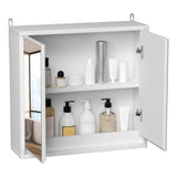 HOMCOM Bathroom Mirror Cabinet Wall Mounted Storage Shelf Bathroom Cupboard Double Door, White