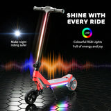 SPORTNOW Electric Scooter for Kids, Foldable E Scooter for Age Age 6+ with LED Display, RGB lights, Up to 16km/h, Red