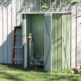 Outsunny 5ft x 3ft Garden Metal Storage Shed, Outdoor Tool Shed with Sloped Roof, Lockable Door for Tools, Equipment, Light Green