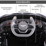 HOMCOM Bentley GT Licensed 12V Electric Car for Kids, Kid's Electric Ride on with Remote Control, Ride on Car with LED Lights, Music, for 3-5 Years, Black