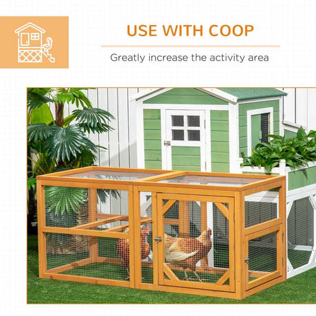 PawHut Wooden Chicken Coop with Perches, Doors, Combinable Design, for 2-4 Chickens - Natural Wood Colour